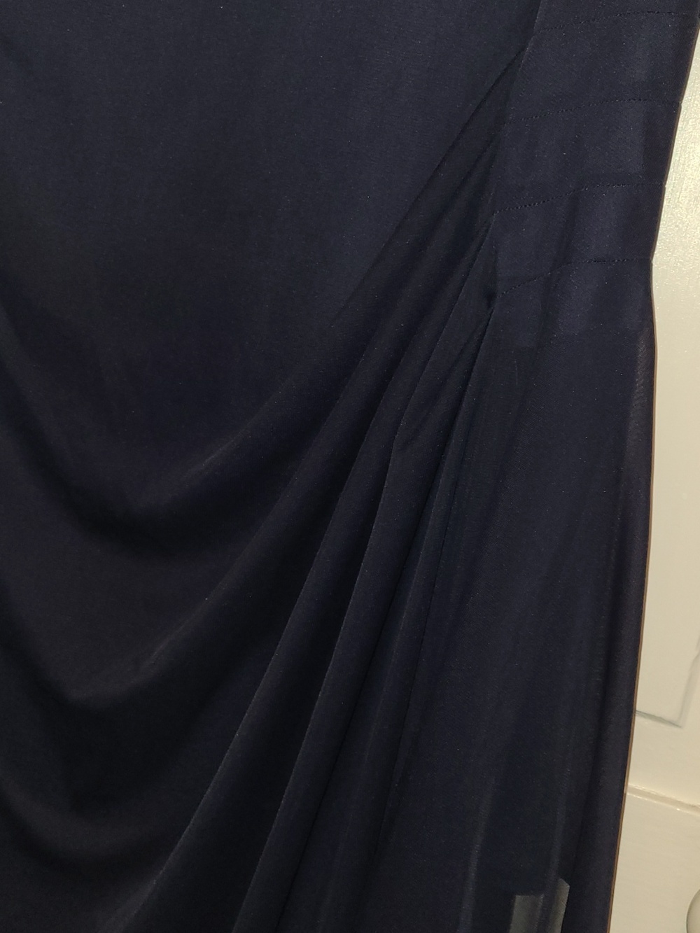 Xscape Navy Beaded Illusion Yoke Evening Gown - Picture 8 of 12